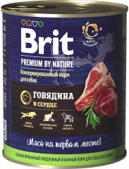 Консервы для собак Brit с говядиной и сердцем 850 г