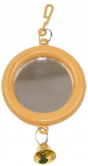 Homepet Зеркало для птиц, с колокольчиком круглое малое, бежевое, 8х16.5 см