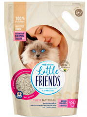 Наполнитель Little Friends Tofu Natural для кошек, растительный, комкующийся, без аромата, 5 л, 2.5 кг