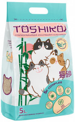 Наполнитель Toshiko для кошек, древесный, комкующийся, без запаха, 1.9 кг, 5 л