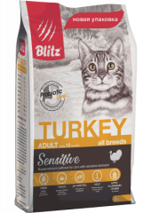 Корм сухой для кошек Blitz For Adult Cats Turkey с индейкой