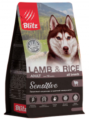 Корм Blitz Adult Lamb & Rice для взрослых собак всех пород с ягнёнком и рисом