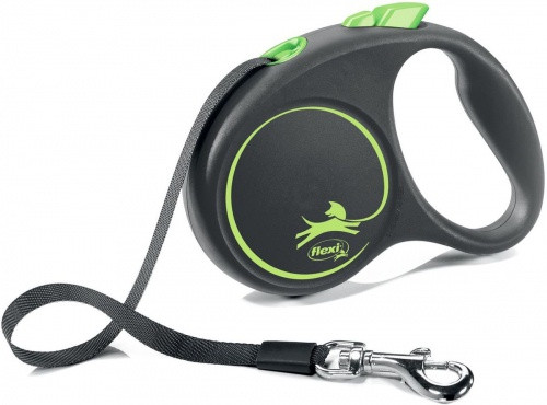 flexi рулетка Black Design M (до 25 кг) 5 м лента черный/зеленый