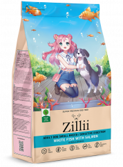 Корм ZILLII ASENSITIVE DIGESTION Dog Small Breed для взрослых собак МИНИ Белая рыба и Лосось 800 г