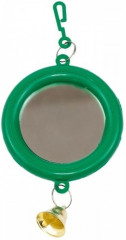 Homepet Зеркало для птиц, с колокольчиком изумрудное малое, 7х13 см
