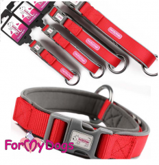 Ошейник ForMyDogs красный светоотражающий (M)