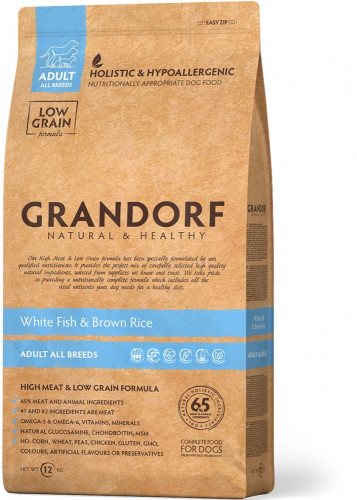Сухой корм Grandorf White Fish MED&MAXI белая рыба с рисом для собак всех пород