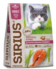Сухой корм Sirius (Сириус) "Лосось и рис" для взрослых кошек