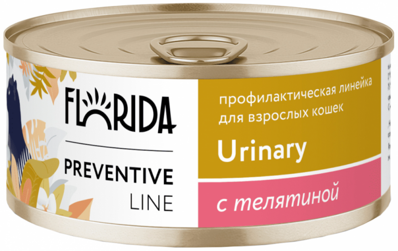 Корм Florida Preventive Line Urinary (консерв.) для кошек, для профилактики МКБ, с телятиной, 100 г