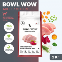 Корм BOWL WOW для собак средних пород с индейкой, курицей и свеклой