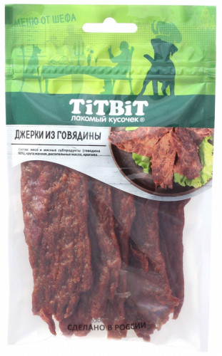 Лакомство для собак Titbit Джерки мясные из говядиныnМеню от Шефа 70 г