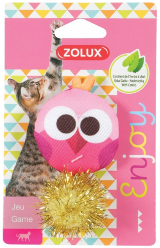 Zolux Игрушка Совушка для кошек, с кошачьей мятой, плюш, полиэстер, розовая, 9 см