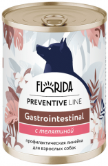Корм Florida Preventive Line Gastrointestinal (консерв.) для собак, для здоровья ЖКТ, с телятиной, 340 г