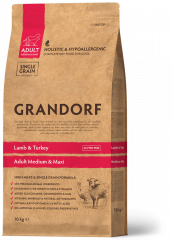 Сухой корм Grandorf Lamb &amp; Turkey Adult Medium &amp; Maxi для собак средних и крупных пород  (низкое содержание зерна), ягненок с индейкой