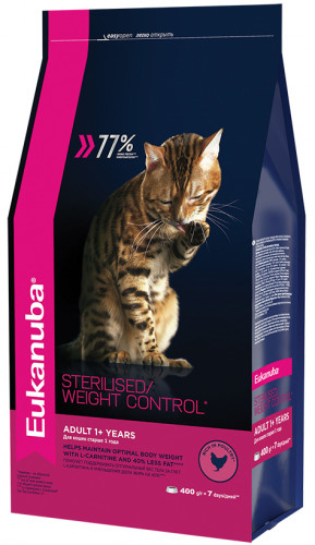 Корм для кошек Eukanuba Cat с избыточным весом и стерилизованных с домашней птицей