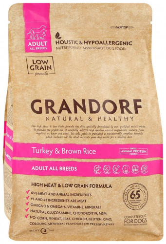 Корм Grandorf Mini Turkey & Brown Rice Holistic для собак малых пород, индейка с бурым рисом